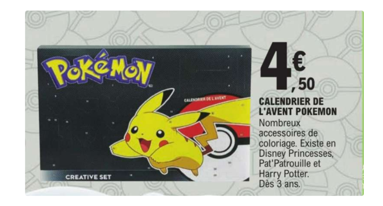 Calendrier de l’avent pokémon papeterie 2022