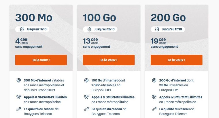 Bouygues Telecom: Nos forfaits sans engagement;You A 16,99€