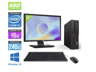 Lenovo ThinkCentre M700 SFF Intel Core i5-6400 – Pc de bureau Windows 10 + Ecran 22″