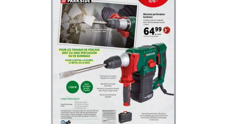 Parkside – Marteau perforateur burineur – 1550 W