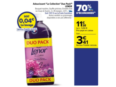 70 % de remise : Lenor – Pack de 2 bouteilles d’adoucissant – 90 lavages