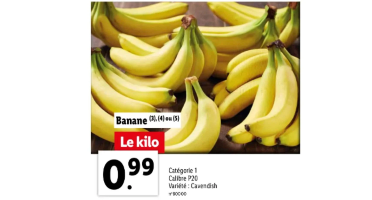 Bananes Cavendish 1 kg, Calibre P20