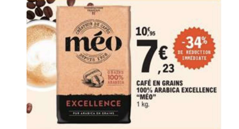 -34 % : Méo Café en grains Excellence – 1 kg