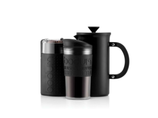 Economisez 49 % : Cafetière à piston 1 litre + Moulin à café électrique + Mug de voyage 0.35 cl