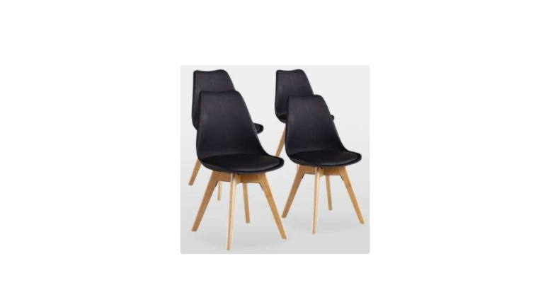 Lot de 4 chaises scandinaves Lorenzo – Noir