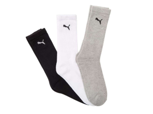 Puma – Lot de 3 paires de chaussettes – Blanc/Noir/Gris