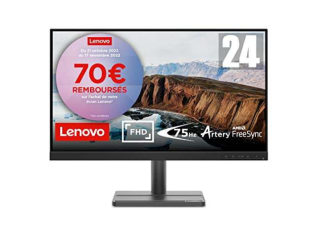 Lenovo L24e-30 Ecran PC 23.8″ – Full HD, 75 Hz, Dalle VA, FreeSync, Réglable en inclinaison – Noir