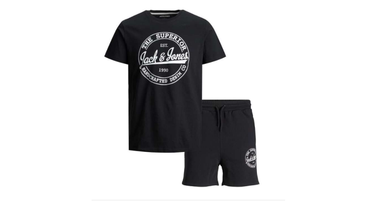 Jack & Jones – Ensemble Junior T-shirt Et Short – Noir