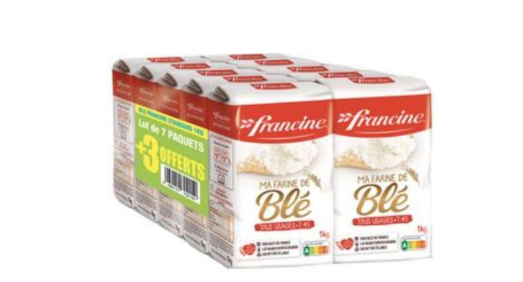 Lot de 7 paquets + 3 offerts – Farine de blé T45 Francine