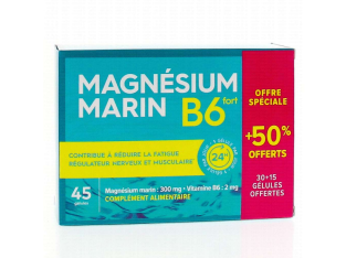 50 % de remise : Magnésium Marin B6 Pharmasciences – Lot de 2 paquets de 45 gellules