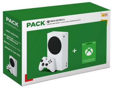 Profitez de -14% : Pack Xbox Séries S + Carte cadeau numérique Xbox 50 €