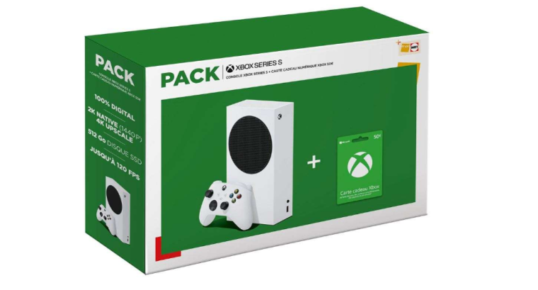 Profitez de -14% : Pack Xbox Séries S + Carte cadeau numérique Xbox 50 €