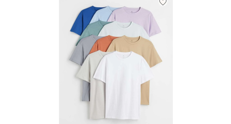 H&M – Lot de 10 T-shirts homme Regular Fit à encolure ronde