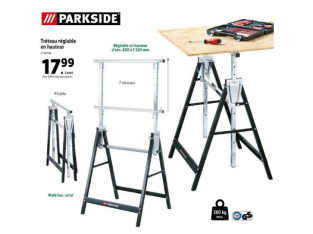 Parkside – Tréteau pliable réglable en hauteur – 7 niveaux