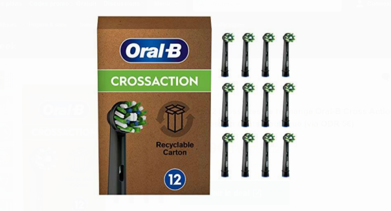 -52 % : Oral-B Cross Action – Pack de 12 brossettes pour brosse à dents électriques