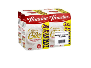 Francine – Lot de 4 Paquets de Farine de blé tous usages T45 – 4 x 2 kg