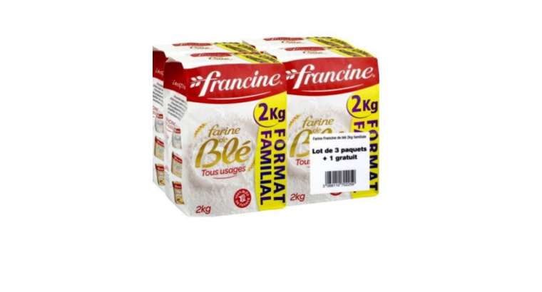 Francine – Lot de 4 Paquets de Farine de blé tous usages T45 – 4 x 2 kg