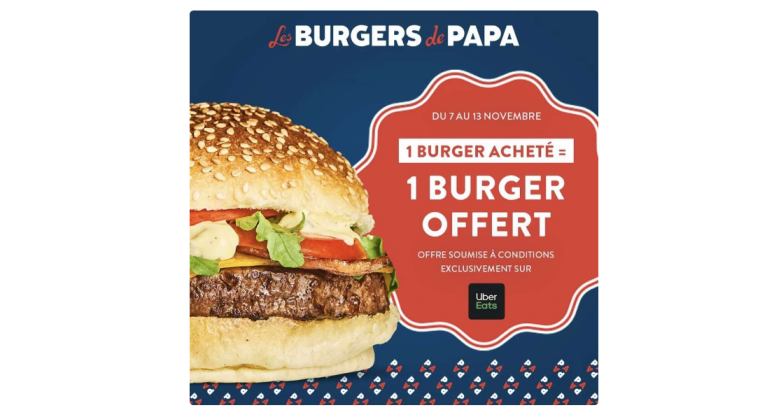 Offre exceptionnelle : Les Burgers de Papa : 1 burger acheté = 1 burger offert