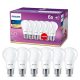 Philips Lot de 6 ampoules LED Standard E27 60W