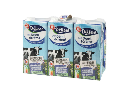 Délisse – Pack de 6 briques de Lait UHT Demi-écrémé