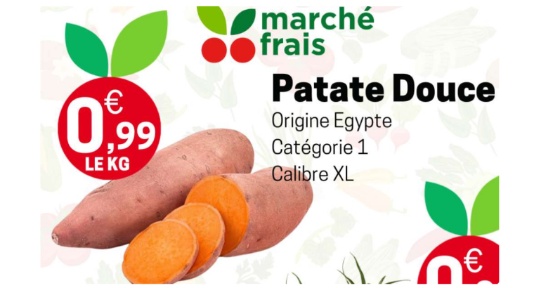 Patate douce – Origine Égypte, Catégorie 1, 1 Kg