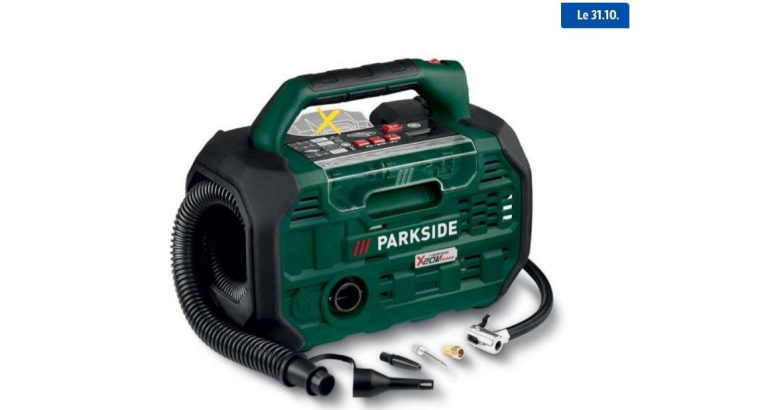 Parkside Pompe à air et Compresseur sans fil – 20V