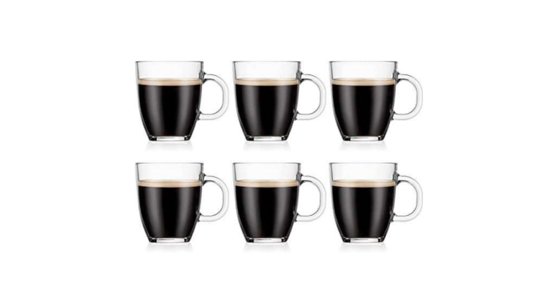 Bodum – Set de 6 mugs à Café – Transparent – Verre Trempé, 0,30 l