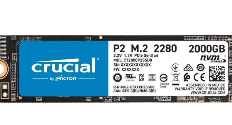 Disque SSD interne M.2 NVMe Crucial P2 – 3D NAND, 2 To