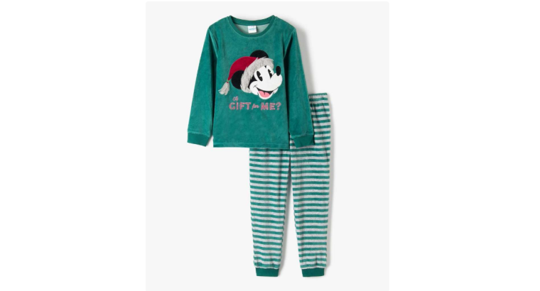 Jusqu’à – 50 % : Pyjama en velours motif Noël Disney garçon – vert