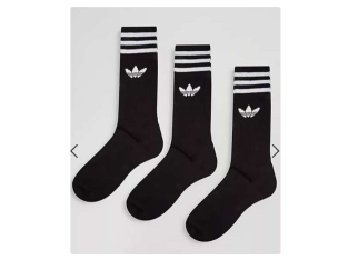 50 % de remise : Lot de 3 paires de chaussettes Adidas Originals à motif trèfle – Noir