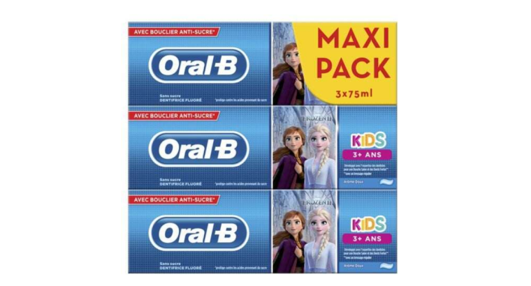 97 % de réduction : Pack de 3 dentifrices reine des neiges Oral-B – 3 x 75 ml