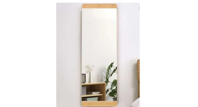 Miroir mural rectangulaire en bois 100 x 32 cm