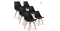 35 % de remise : Lot de 6 chaises Catherina – Pieds bois, Noir