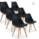 35 % de remise : Lot de 6 chaises Catherina – Pieds bois, Noir