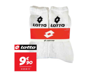 Pack de 12 paires de chaussettes Lotto – Blanc/Noir