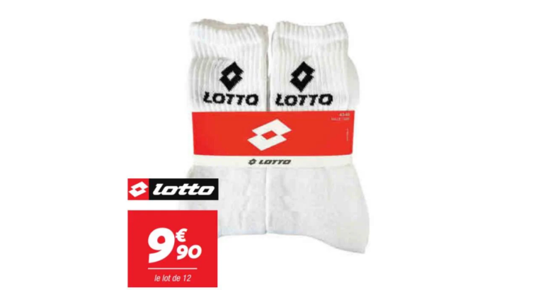 Pack de 12 paires de chaussettes Lotto – Blanc/Noir