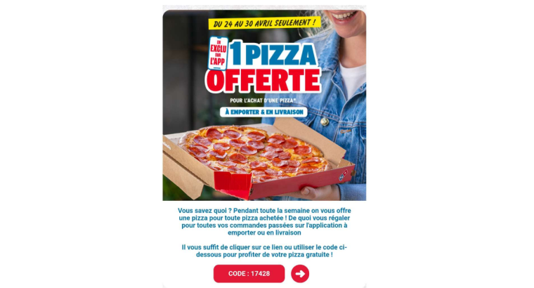 Offre exceptionnelle : 1 pizza achetée = 1 pizza offerte