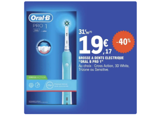 89 % d’économies : Brosse à dents électrique Oral-b Pro 1