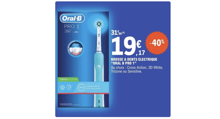 89 % d’économies : Brosse à dents électrique Oral-b Pro 1