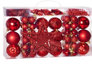 AMAZON : Lot de 66 Boules de Noël Rouges Décorations pour Sapin en Plastique Robuste
