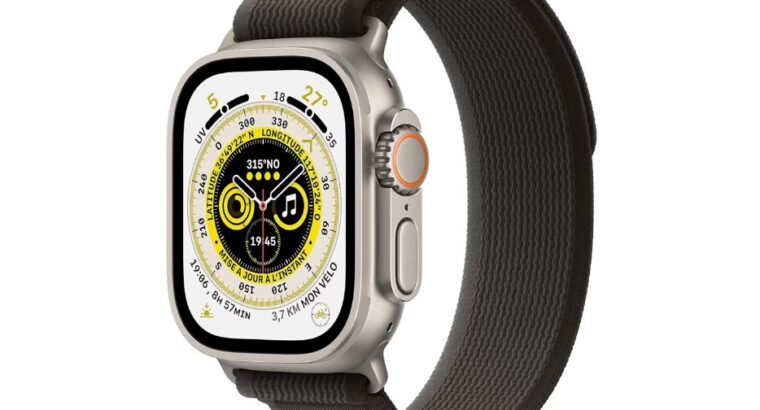 Découvrez sur Gomibo l’Apple Watch Ultra en Noir/Gris avec Bracelet Textile en Taille Medium/Large.