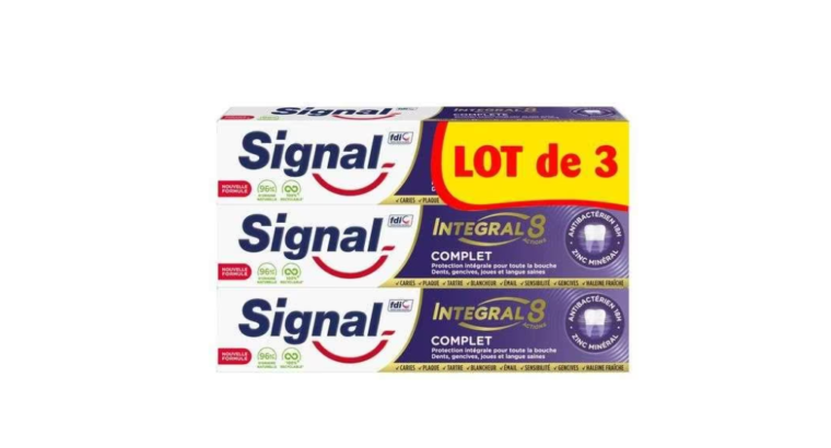 75% de remise : Pack de 3 dentifrices Signal Intégral 8 Complet – 3 x 75 ml