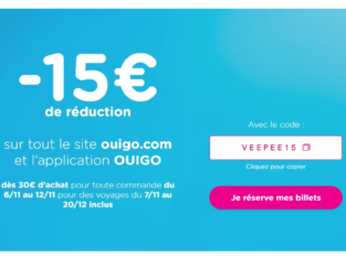 OUIGO : Bénéficiez d’une remise de 15€ dès 30€ d’achat