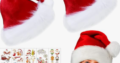 Chapeaux de Noël Rouge en Peluche Ornements de Noël +10 autocollants