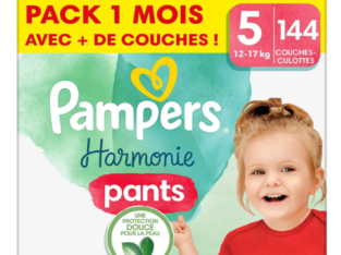 Pampers 144 Couches-Culottes Bébé Harmonie Pants Taille 5 (12-17 kg), Pack 1 Mois