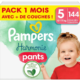 Pampers 144 Couches-Culottes Bébé Harmonie Pants Taille 5 (12-17 kg), Pack 1 Mois