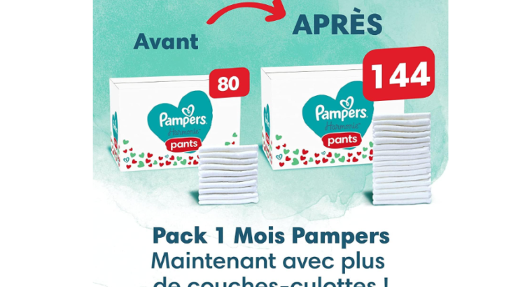 Pampers 144 Couches-Culottes Bébé Harmonie Pants Taille 5 (12-17 kg), Pack 1 Mois