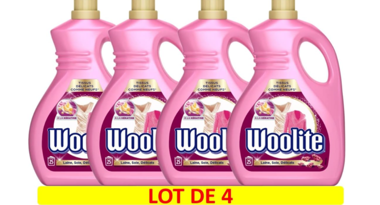 WOOLITE Lot de 4 Lessives Liquide Laine et Soie – 1,5L