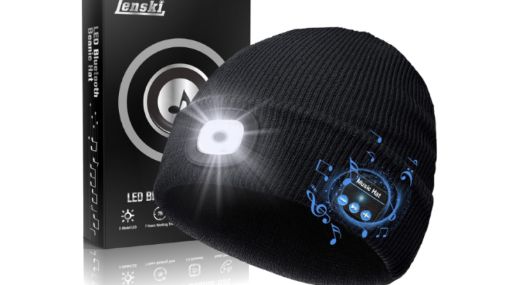 Idée Cadeau Noel Original, LED Bonnet Bluetooth Homme/Femme