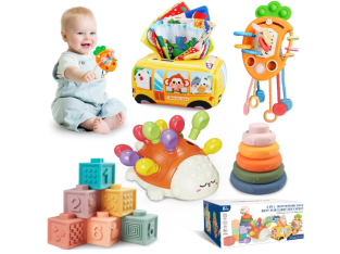 Jouets Montessori : Jouets pour bébés de 6 à 12 mois – 5 en 1 -Jouets Sensoriels Amazon